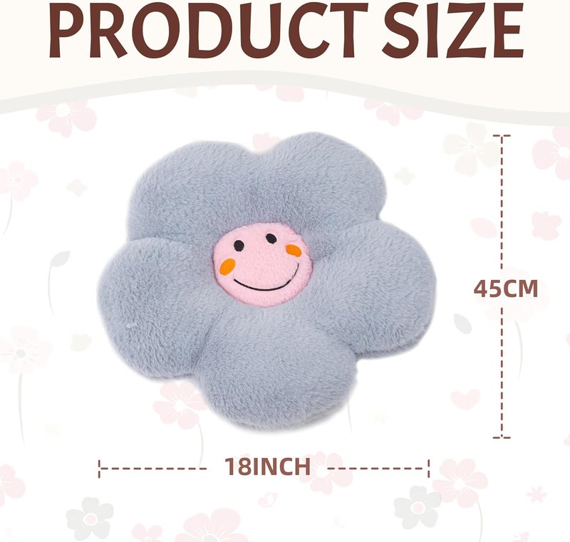 AmyToo 18” Blue Flower Pillow Flower Shaped Throw Pillow Colorful Smile Daisy Flower Pillows Seating Cushions for Adults Kids Throw Pillows Couch Decor - Image 2